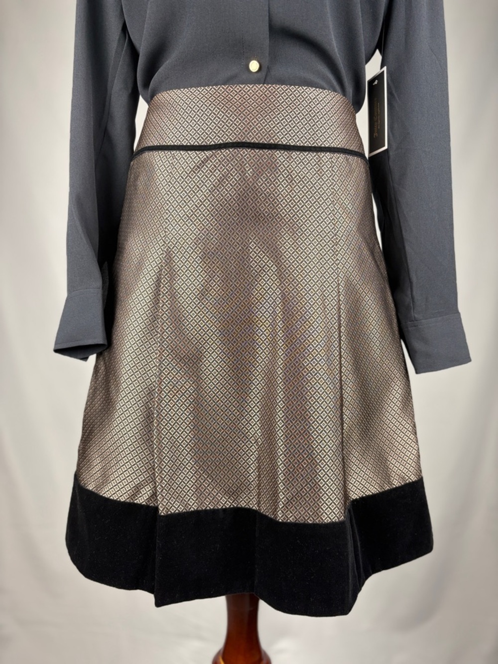 Ann Taylor Petites Metallic A Line Skirt Velvet Hem Size 0P